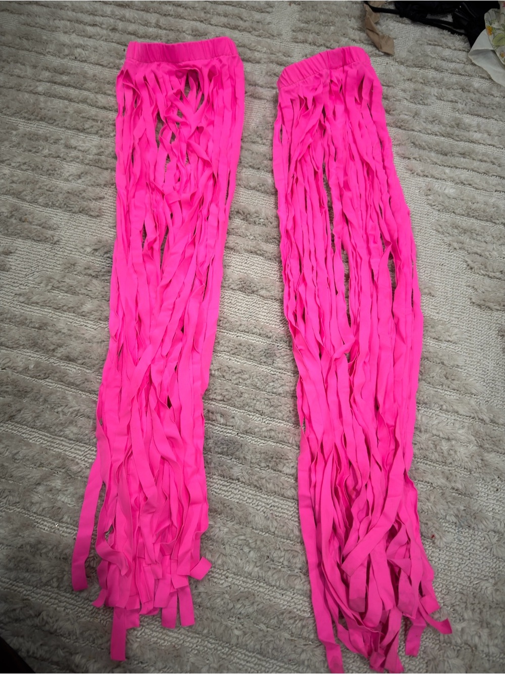 New Bright Hot Pink Fringe Leggings Festival